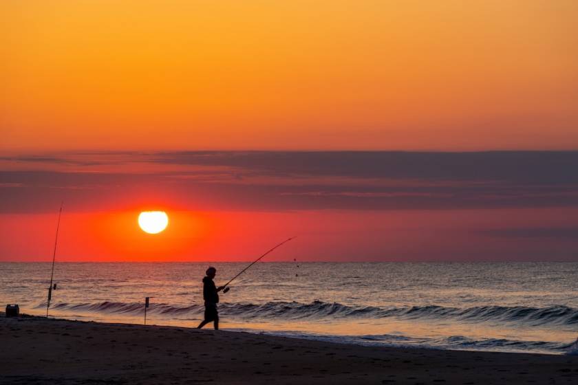 Fishing at the beach